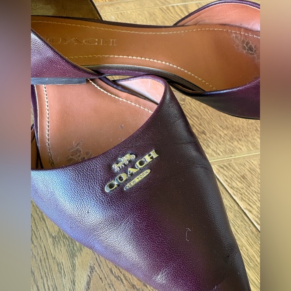Coach D’Orsay Wine Color Leather Flats Size 8 - Picture 4 of 14